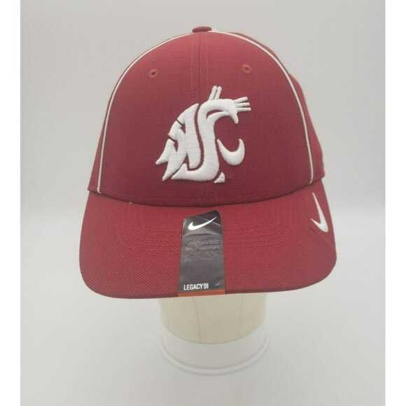 Washington State University Cougars Nike Cap Dri-Fit Legacy91 Adjustable Hat Red - Picture 1 of 11